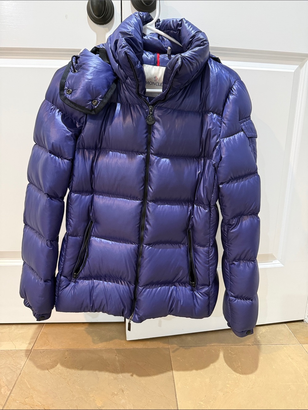 Moncler Glossy Deep Purple Quilted Puffer Jacket